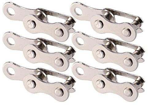 X AUTOHAUX Single Speed Chain Master Link Joint Clips Connectors | for Bike MTB Repair Parts, Silver Tone, 6 Pair