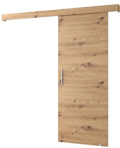 MEBLE KRYSPOL Salwador 1 Schiebetürsystem mit Schienenabdeckung - Wandschiebetüren für Innenräume - Loftartige Einbautüren - Solide Konstruktion - 90 x 204 cm - Artisan