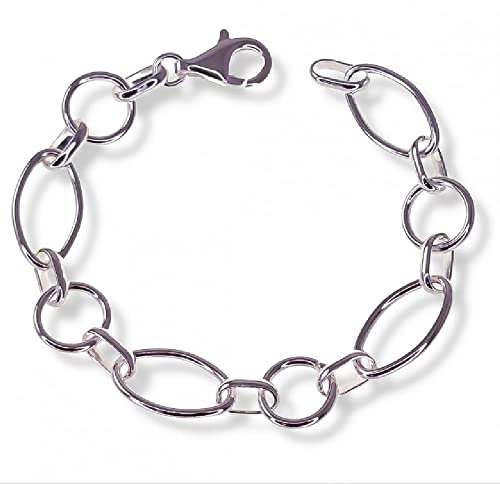 Inmaculada Romero IR Pulsera plata Ley 925m mujer 19cm. eslabones huecos formas combinadas mosquetón
