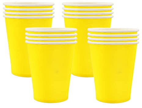 16PCS Sunflower Yellow Paper Cups,Disposable Paper Cup Solid 9oz Paper Cups Tableware Birthday Decorations Party Cups Party Drinking Cups for BBQs,Christmas,Picnic,Baby Shower,Party Cups Supplies