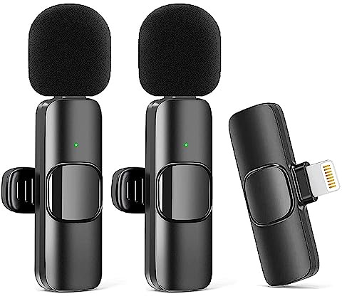 Kinizuxi 2St Lavalier Mikrofon Kabellos für iPhone/iPad,Plug-Play Lavalier Microphone Wireless Ansteckmikrofon,Rauschunterdrückung/Stummschaltung für Live,Videoaufzeichnung,YouTube,Vlog,TikTok