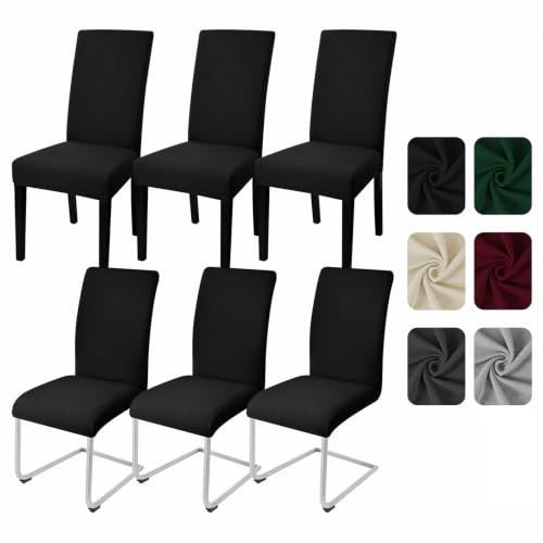 Yugarlibi Dining Chair Covers Set of 6 Stretch Kitchen Chair Covers Black | Chair Covers for Dining Chairs 6, Elastic Chair Slipcovers, Washable Chair Covers for Dining Room Kitchen Banquet Ceremony