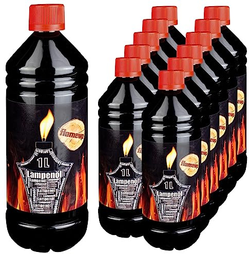 Lampenoel 1-48 Liter Lampenöl Oel Garten Fackeln Laterne Fackel Öl Innen Camping Flasche Oil Outdoor Öllampe Petroleum Lampe flüssig Gartenfackeln Flameup, Anzahl:12 L