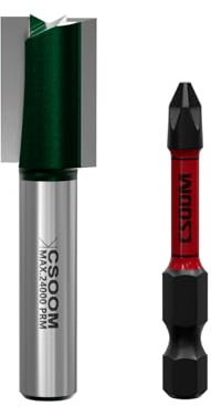 CSOOM 8mm Schaft Professional Fräser für Oberfräse, mit Schlagmagnetbits, Nutfräser Holzfräser, Gerade Fräser (14mm)