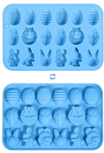 Osterformen Silikon für Schokolade Süßigkeiten, Silikonformen für Schokolade 3D Osterhasen Verschiedene Eierformen DIY-Back und Bastel Werkzeug für Osterpartys (Blau)
