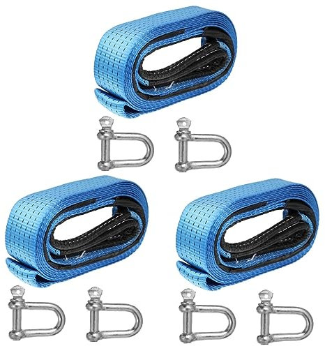 BomDog Abschleppseil, Rettungs-Handhalteseil, Synthetisches Windenseil, Auto-Fahrzeug-Bergungsseil, Bootsanhänger-Gurt, Abschleppgurt/Bluex3Pcs/300X5X0.3Cmx3Pcs