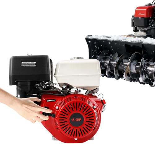 15 PS 4-takt Benzinmotor, Go-Karts Motor Einzylinder Standmotor mit Luftkühlsystem, 9700W 420CC 3600 U/min, Seilzugstart Antriebsmotor mit Alarm für Wasserpumpen, Rasenmäher usw