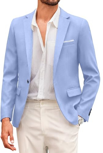 COOFANDY Sportig herrkavaj modern fritid blazer klassisk kostym 1 knapp jacka normal passform lätt kavaj, Himmelsblå, S