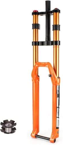 KLYso Double Shoulder Bike Suspension DH Downhill Forks 1-1/8 Straight Tube Travel 150mm Aluminum Alloy MTB Air Fork(Orange,29 inch)