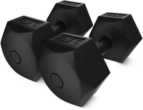 4FIZJO Bitumen-Hanteln, Sechseckige Betonhanteln mit PVC-Beschichtung, Kurzhanteln, Gewichte, Dumbbell frauen, Angenehm anzufassen, Aerobic-, Ausdauer- und Rehabilitationstraining