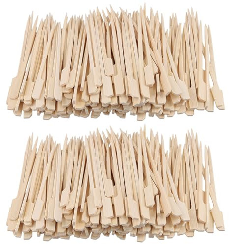 FUNSUEI 1000 brochetas de bambú de 12 cm, pinchos de madera para comida con los dedos, pequeños pinchos de madera para barbacoas, barbacoas, buffet, frutas, aperitivos