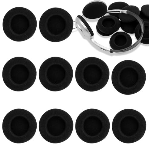 kiki fancy Cuscinetti auricolari di ricambio per cuffie, 10 pezzi, 50 mm, colore nero, imbottitura in schiuma, compatibili con Sennheiser, Sony, Philips e altri auricolari simili