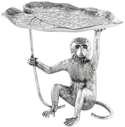Riess Ambiente Design Beistelltisch Wildlife Monkey - 60cm - Silber Metall - Handmade Wohnzimmertisch