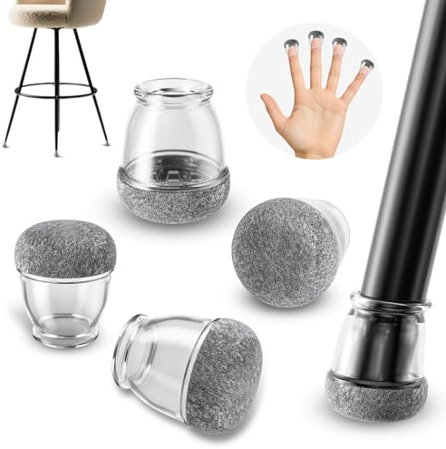 Ezprotekt 32 pezzi gommini per sedie rotondi trasparenti 10-15mm, tappini per gambe sedia, feltrini grigio per piedini sedie