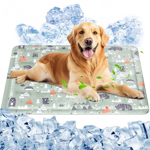 Ninonly Kühlmatte Hunde 50 X 65cm Kühlmatte für Hunde Katze Haustier Eismatte Selbstkühlende mit Ungiftiges Gel Selbst Kühlende wasserdichte Hundematte für Drinnen und Draußen Tier
