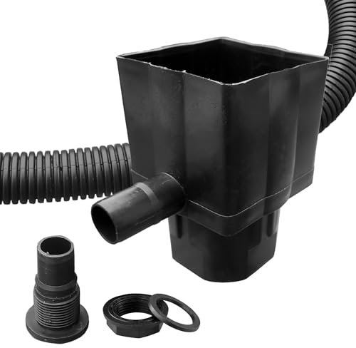 KetoBarrow Rainwater Diverter Kit - Downpipe Water Butt Connector - Fits Round & Square PVC Downpipes - Black Plastic Rectangular Rainwater Diverter
