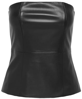 ONLY Onlstory Faux Leather Tube Top PNT Cuir synthétique, Noir, XS Femmes