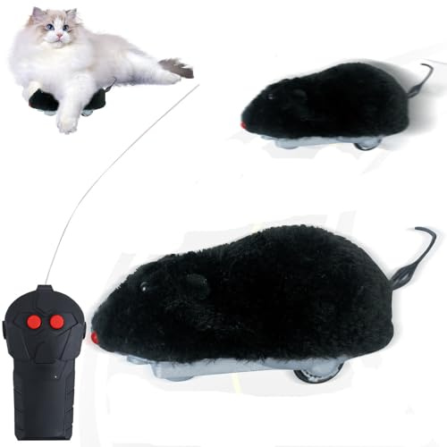 Nexoria Katzenspielzeug Elektrisch Spielmaus, Interaktives Katzenspielzeug Maus Katzen Spielzeug Selbstbeschäftigung USB Interaktives Katzen Spielmaus Ferngesteuerte Maus für Katzen (Schwarz)