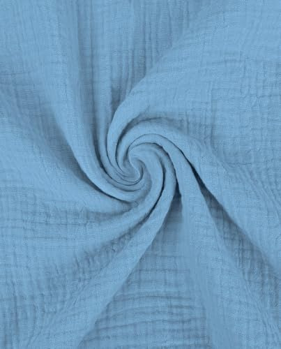 Musselin Extrabreit 280cm XXL Baumwollmusselin Meterware für Betwäsche Kuscheldecke Sofaüberwurf überbreite Stoffe Double Gauze (Jeansblau)