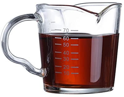 NEBE Sauciere Bateau de Sauce Transparente Tasse à café Mini Laiton Tasse de Verre de Verre Vinaigre et crème avec poignée adaptée à la Maison Cadeau Restaurant Pot a Lait
