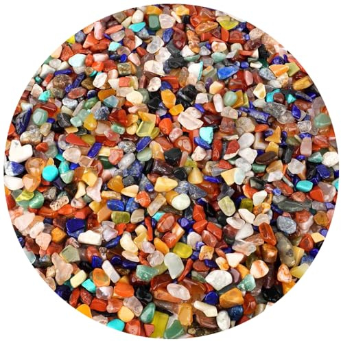1 kg Wunderstein24 Bunter Trommelstein - Mix Naturform echte Edelstein - Mischung aus aller Welt Ø ca. 8 – 12 mm kleine Heilsteine Mineralien Dekosteine Wassersteine Glückssteine