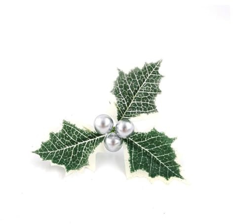 Hrlace Agrifoglio artificiale con foglie verdi, Natale, bacche di agrifoglio, foglie di agrifoglio per ghirlanda di Natale, albero di Natale, matrimonio, festa, confezione regalo, decorazione da