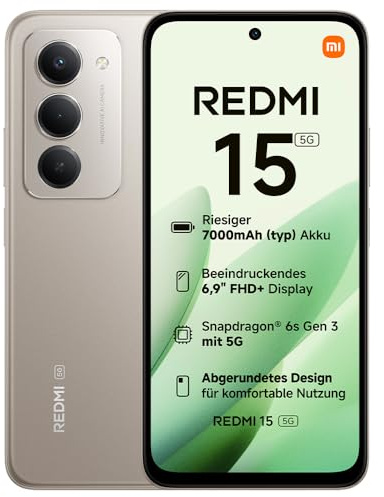 XIAOMI REDMI 15 5G Smartphone, 8+256GB, 50MP Kamera, 7000mAh Akku, Titan | Handy mit Android, 6,9'' FHD+ DotDisplay 144Hz, Snapdragon® 6s Gen 3, 6nm-Prozess, Octa-Core-CPU, 50MP Hauptkamera,