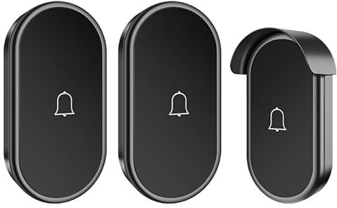 SLDAGe Wireless Doorbell with 1 Push Buttons 2 Receivers,IP67 Waterproof Twin Door Bells Wireless Cordless with LED Flash,300M/1000FT Long Range Plug in Door Bell with 60 Chimes 5 Volume,Black