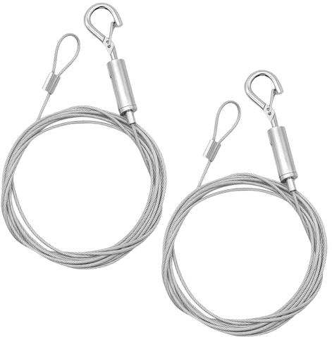 2 Piezas Cable Metálico Ajustable 2m x 2mm Cable de Acero Inoxidable para Fotos,Cuerda para Colgar Espejos,Cable de Suspensión Ajustable,Cable de Alambre de Seguridad para Marcos de Fotos,Lámparas