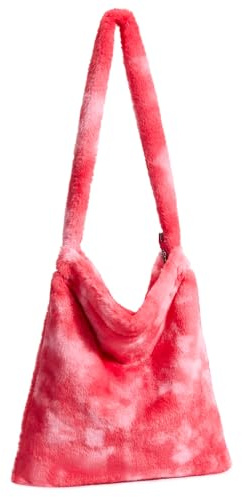 KALIDI Plüsch Handtasche mit Reißverschluss Niedlich Flauschige Crossbody Bag Damen Schultertasche für Uni Mädchen