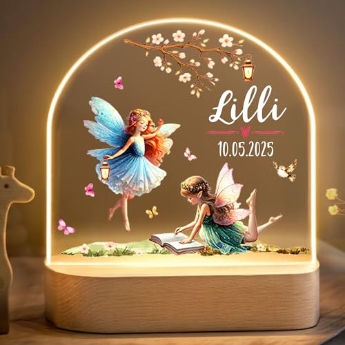 Little Deco Personalisiertes Nachtlicht für Babys - Fee | Nachtlampe mit Namen - Geschenk zur Geburt Mädchen - Personalisiertes Babygeschenk Geschenk zur Taufe - Kinderzimmer Deko