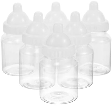 VILLFUL Cajas de Dulces para Shower Transparentes Forma de Biberón 12 Piezas Tapa Integrada Recuerdos Reutilizables para Fiestas y Cumpleaños de Bebés