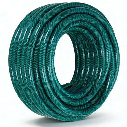 The Fellie 100m Garden Hose, 2 Layer Reinforced PVC Water Thicker Hose | Water Hose Resistance to UV, Easy Storage, Algae Resistant, for Garden Irrigation, Hot Tub, Pool. (12mmx2mmx100m, Green )
