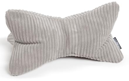 mokebo Lesekissen aus Cord 'Der Leseknochen' Made in Germany, ergonomisches Nackenkissen aus weichem Cord-Stoff, Flexible Stütze für Bücher, E-Books oder Tablets, Sofakissen in Grau