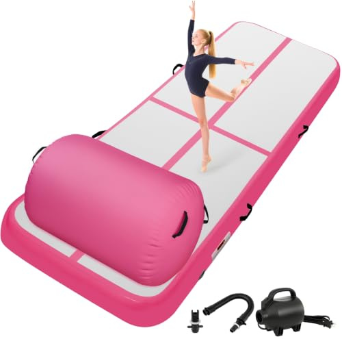 KIKILIVE Aufblasbare Turnmatte mit Air Roller und Elektroluftpumpe, 3m Gymnastikmatte & Roller, Ideal für Yoga, Gymnastik, Cheerleading, Tanzen und Heimtraining