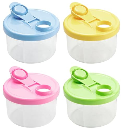 4 Pieces Portable Formula Dispenser Container, 3 Grid Milk Powder Storage Box, 300ml Divided Milk Powder Box, Leak Proof Stackable Design, for Travel Feeding