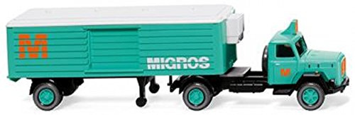 Wiking 052003 H0 Kühlkoffersattelzug Magirus Migros mintgrün Spur HO 1:87