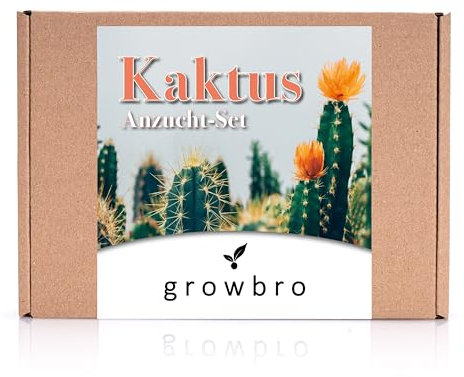 Kaktus, growbro Anzuchtset inkl. Sprühflasche, Geburtstagsgeschenk, Sukkulenten, Geschenke für Frauen & Männer, Gastgeschenk, Zimmerpflanzen, Garten Geschenk, Cactus
