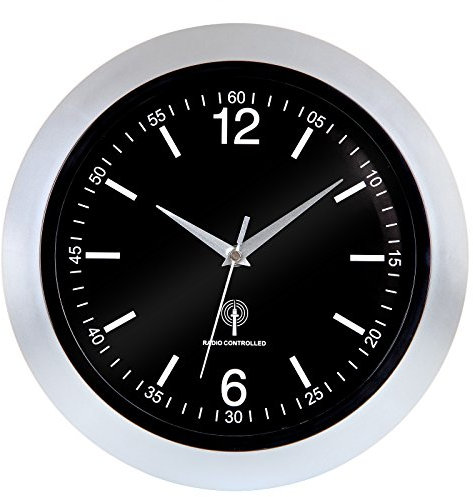 Monzana® Horloge Murale Radio pilotée à Quartz silencieuse Argent Ø 31cm avec trotteuse Changement d'heure Automatique