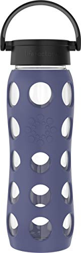 Lifefactory Classic Cap, Dusty Purple 22-Ounce Glass Water Bottle with Protective Silicone Sleeve, 22 Ounce,LG4311BDP4