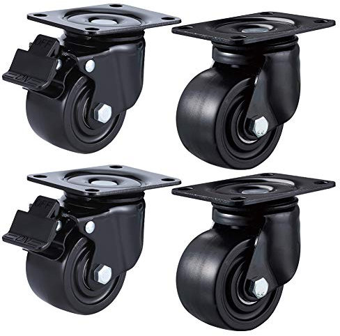 50 mm / 2,5 zoll / 75 mm Schwerlastrollen Lenkrollen mit Bremse 750kg Plattenrollen Leise Nylon Industrierollen für Wagen Fabrik Werkbank Möbel 4 Stück - Schraube