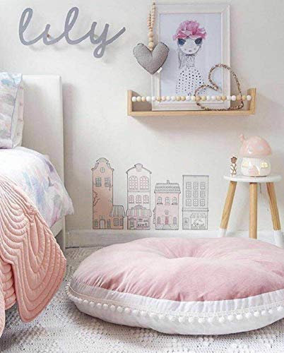 Love Home Krabbeldecke Aus 100% Baumwolle Für Babys,runde Extrem Dicke Bodenmatte Für Dekor Teepee Zelt Spielmatte Für Kinder Spielzimmer-pink 90x90cm(35x35inch)
