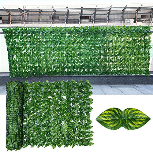 Tongyundacheng Künstliche Efeu-Sichtschutzrolle, dekorative Zäune, Hecken, Paneele, grüner Efeu, Sichtschutzzaun, Sichtschutz für Zuhause, Garten, Außenwanddekoration (Wassermelonenblatt, 3)