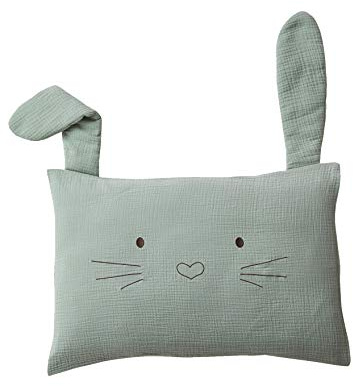 VERTBAUDET Baby Kissenbezug,Green Rabbit, Musselin grün 40X60