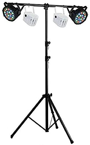 IBIZA SOUND LIGHT - PORTIQUE DJ + 2 PROJECTEUR DE SCENE RGB PUISSANTS + 2 DERBY-MINI MULTICOULEURS pour animer vos soirées dansantes anniversaire mariage PA SONO BAR CLUB DISCO