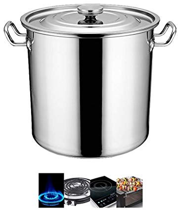 WHLMYH POT Zuppiera con coperchio, in acciaio inox con coperchio, riscaldamento uniforme, adatto per varie fonti di calore, 25 cm, argento, 55 cm, 55 cm, 55 cm, 55 cm e 55 cm