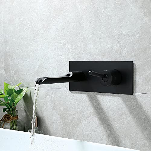 chicstyleme Waschtischarmatur Wandmontage Wasserhahn,Wandarmatur,Badewannenarmatur Unterputz, Waschtischmischer mit Wasserfall, 2-Loch-Waschtischarmatur, Wand Armatur für Bad