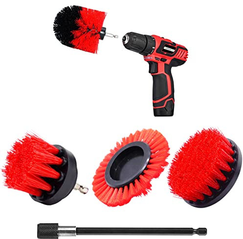 YINENGD Juego de 5 cepillos para taladro, cepillo de limpieza inalámbrico, juego de cepillos eléctricos para llantas, bañeras, azulejos, cocina, coche, esquinas de sofá y parrilla