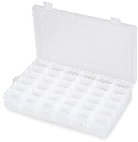 36 griglie, contenitore trasparente in plastica trasparente per gioielli, con divisori regolabili rimovibili, orecchini, orecchini, orecchini, collane, fiori secchi