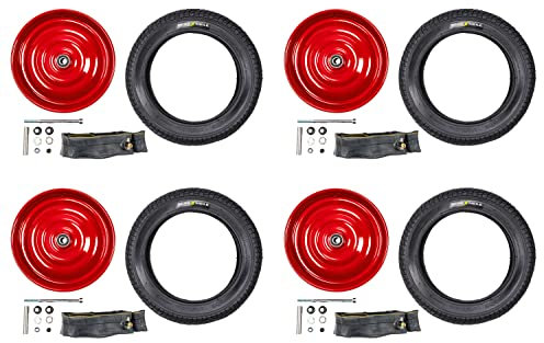 4 Stück 12 1/2 Zoll Laufrad Scheibenräder Set Seifenkiste Bollerwagen 57-203 AV 45° Rot